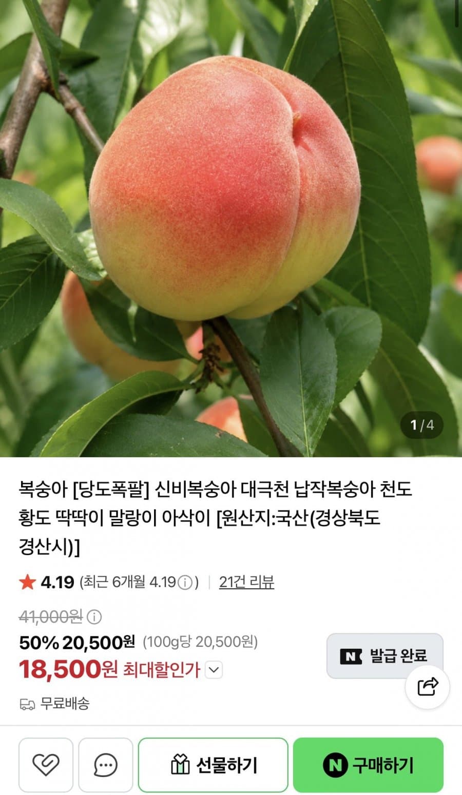 대월 딱딱이 털복숭아 4kg