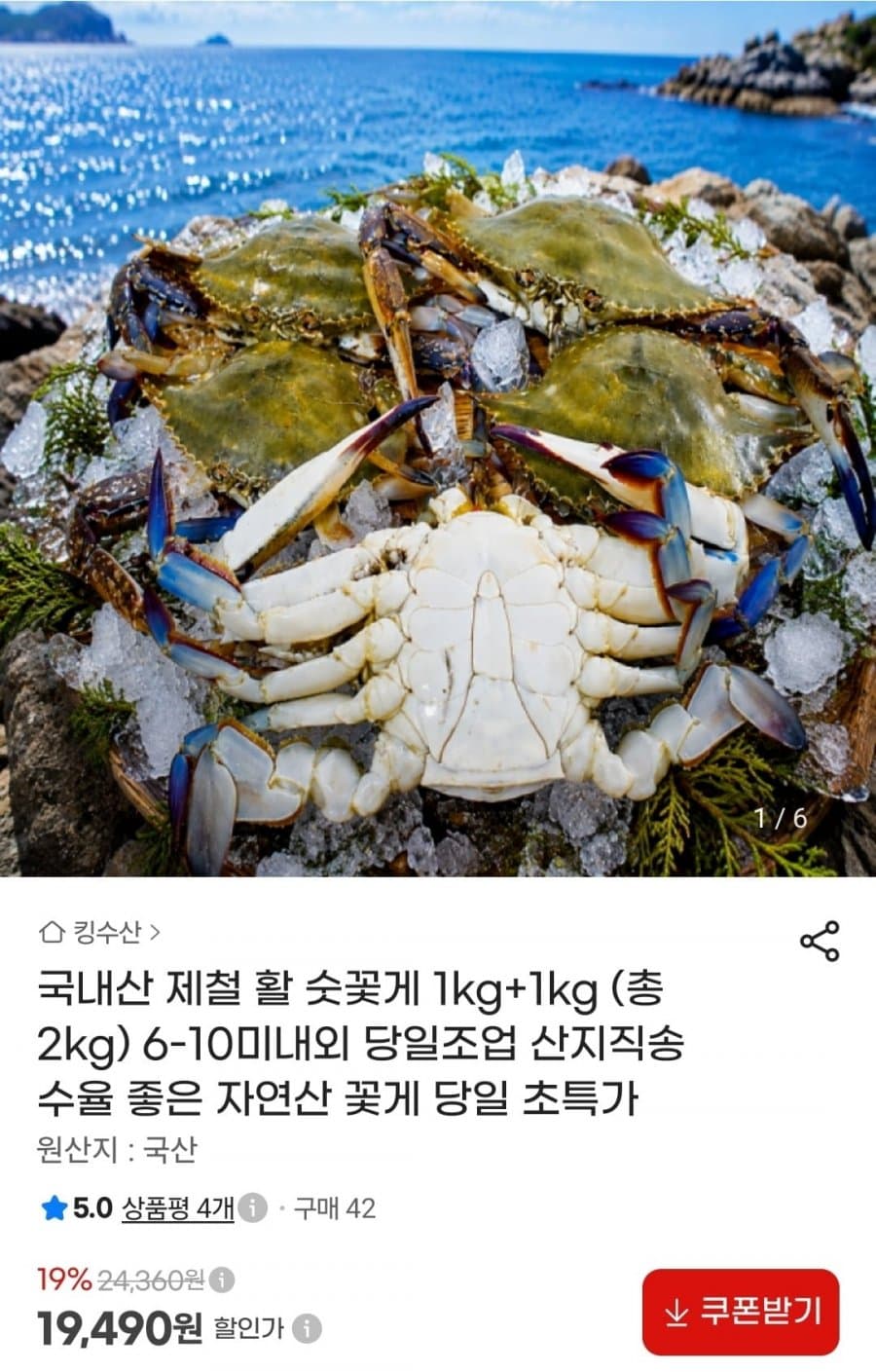 활 숫꽃게 2kg