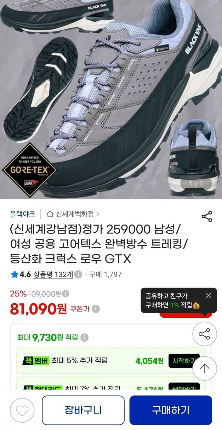 블랙야크 크럭스 로우 GTX 등산화
