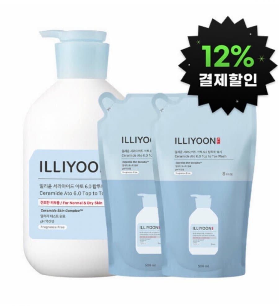 일리윤 세라마이드아토6.0탑투토워시 1000ml+리필 500ml 2개