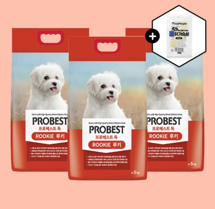프로베스트 독 강아지 전연령 사료 루키 5kg 3개 + 강아지 간식