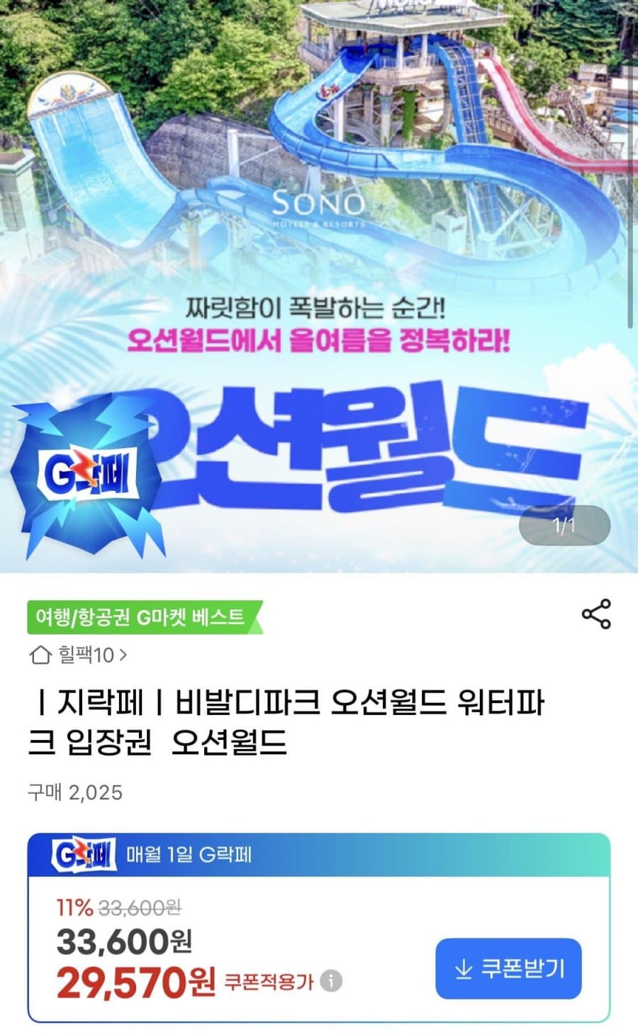비발디파크 오션월드 이용권