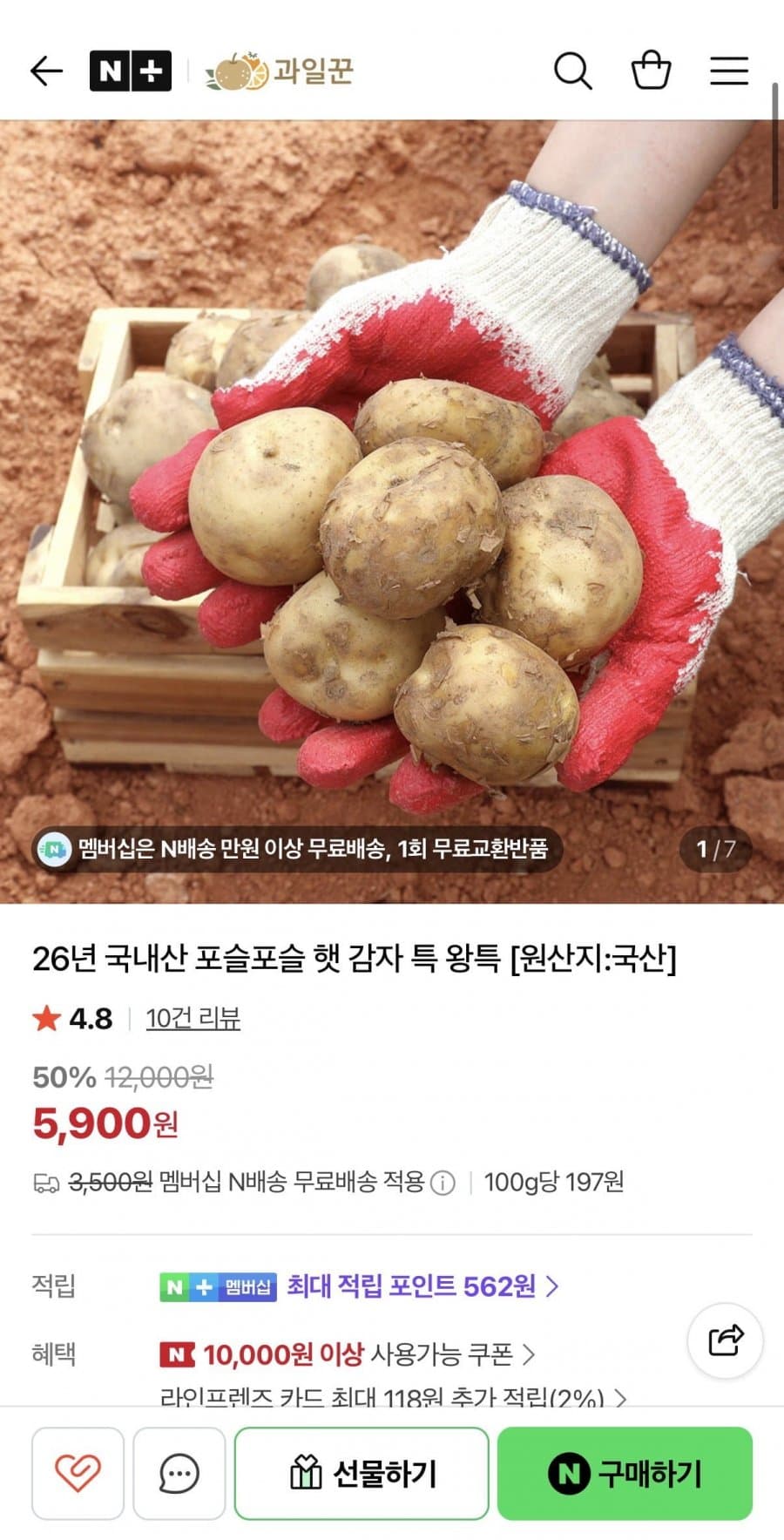 26년 햇 감자 특사이즈 3kg 찜용