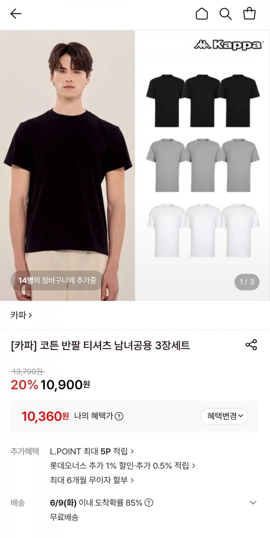 카파 코튼 반팔티