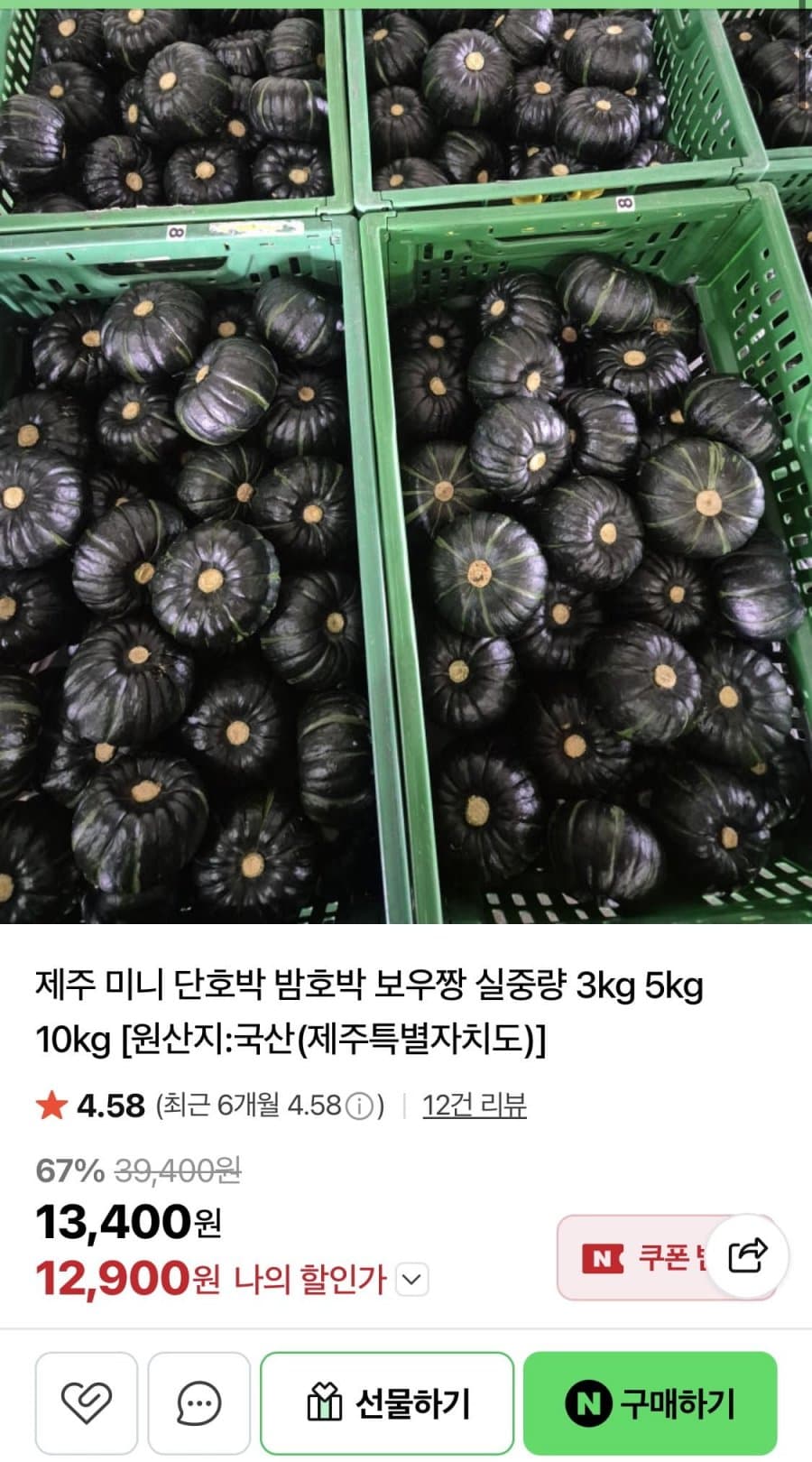 제주 미니 단호박 3KG
