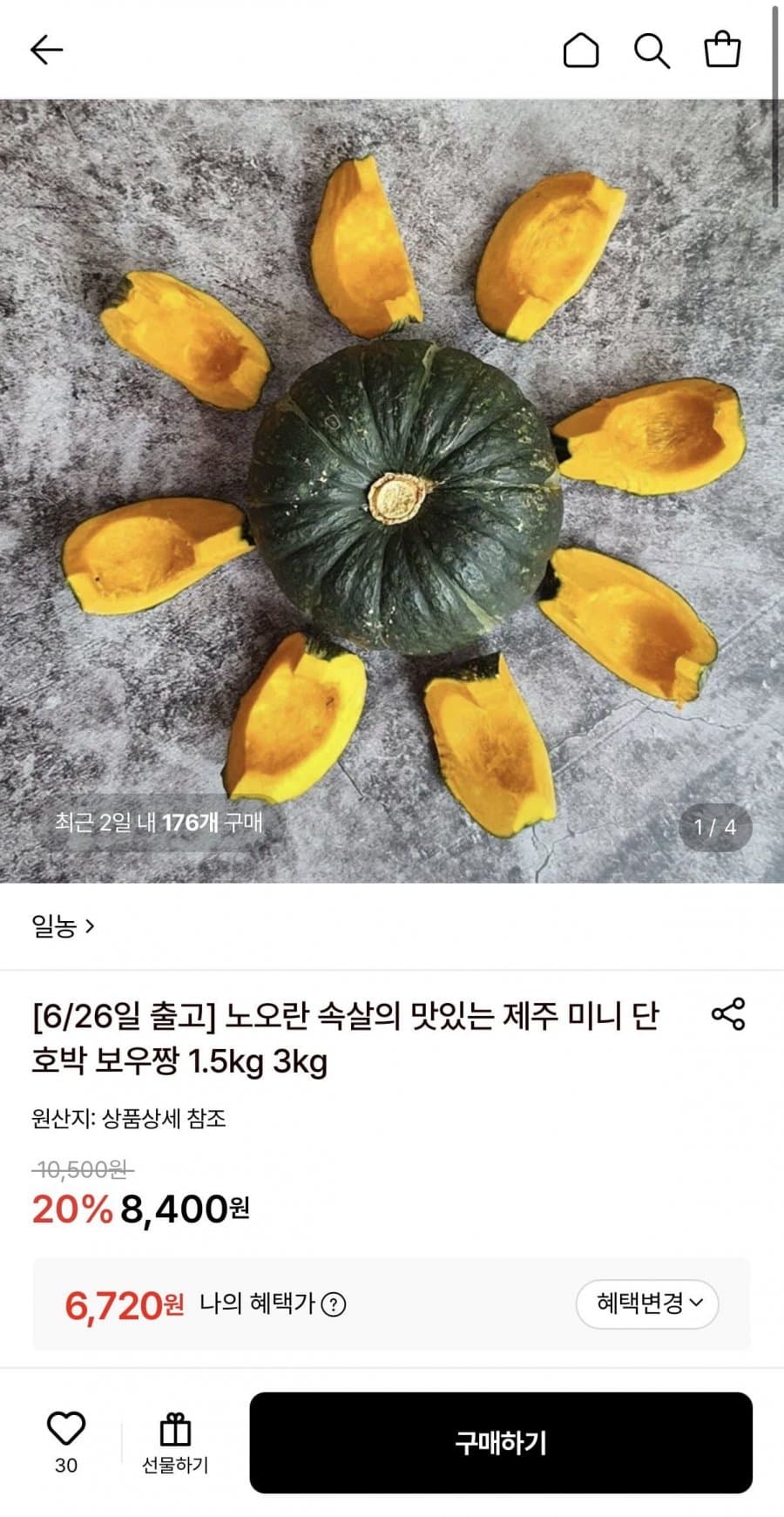 제주 미니 단호박 1.5kg