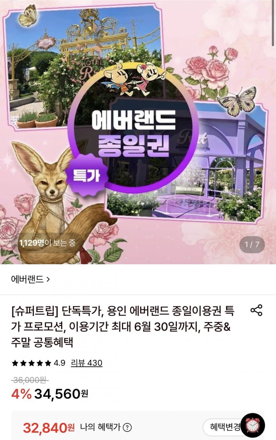 에버랜드 종일이용권