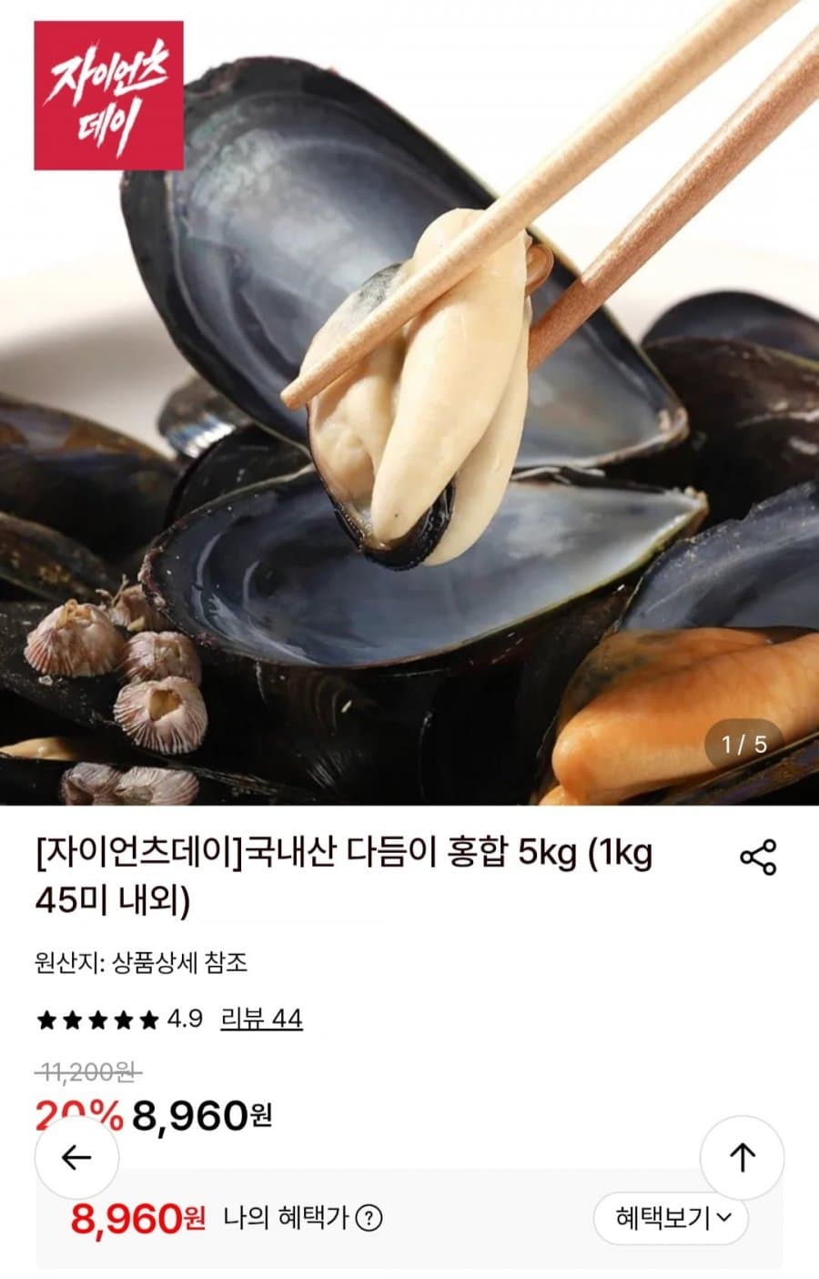 국내산 다듬이 홍합 5kg