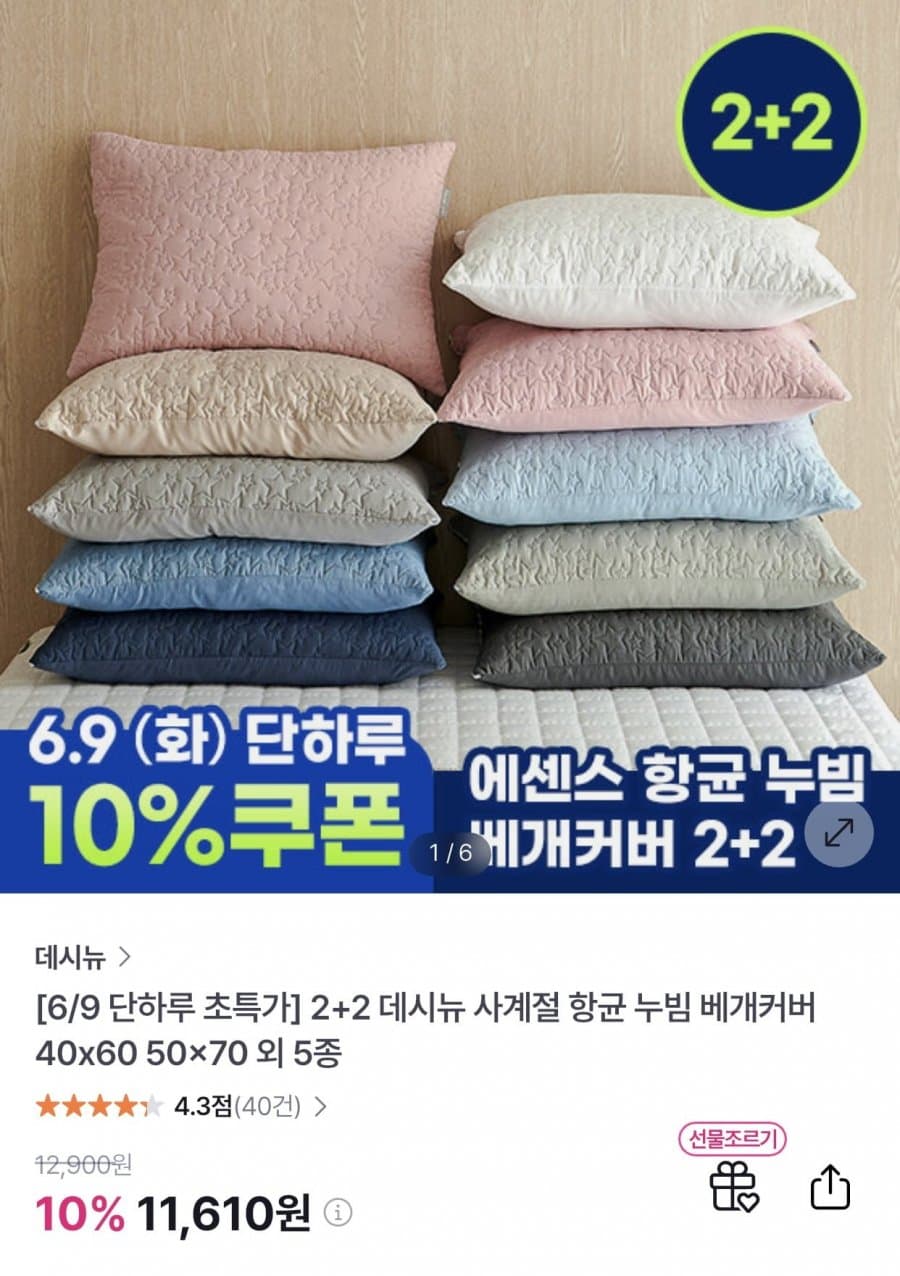 데시뉴 항균 누빔 베개커버 2+2