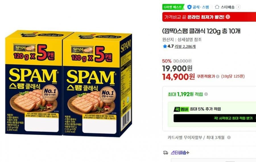 스팸 클래식 120g 10개