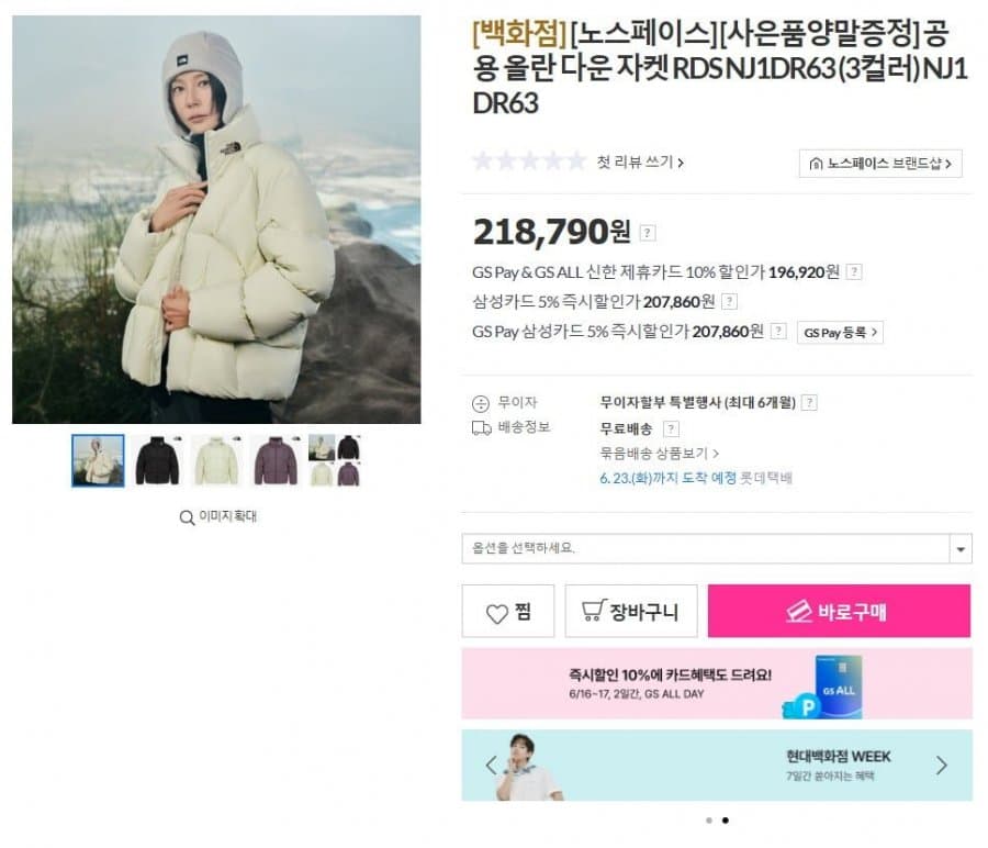 노스페이스 올란 다운 자켓