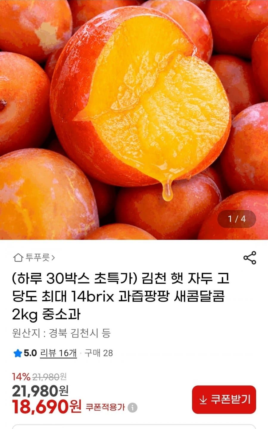 김천 햇 자두 2kg