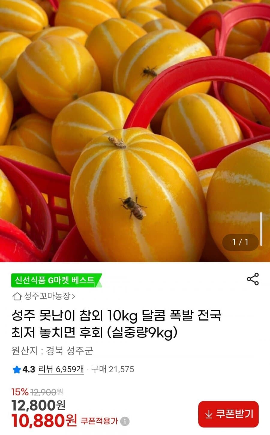 성주 못난이 참외 10kg