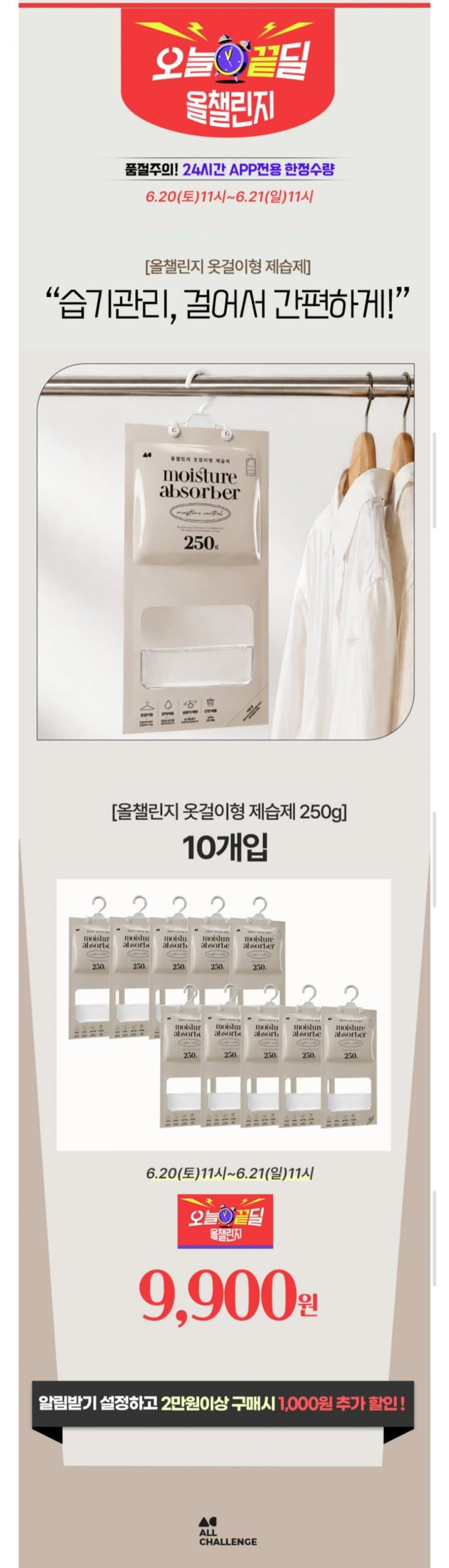 옷걸이형 제습제 250g 10개입