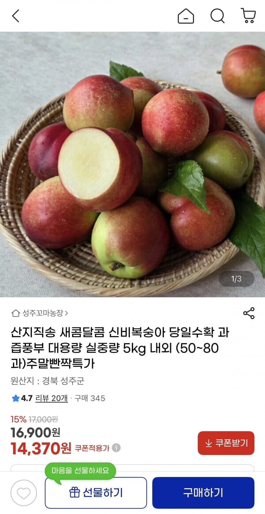 신비복숭아 5kg