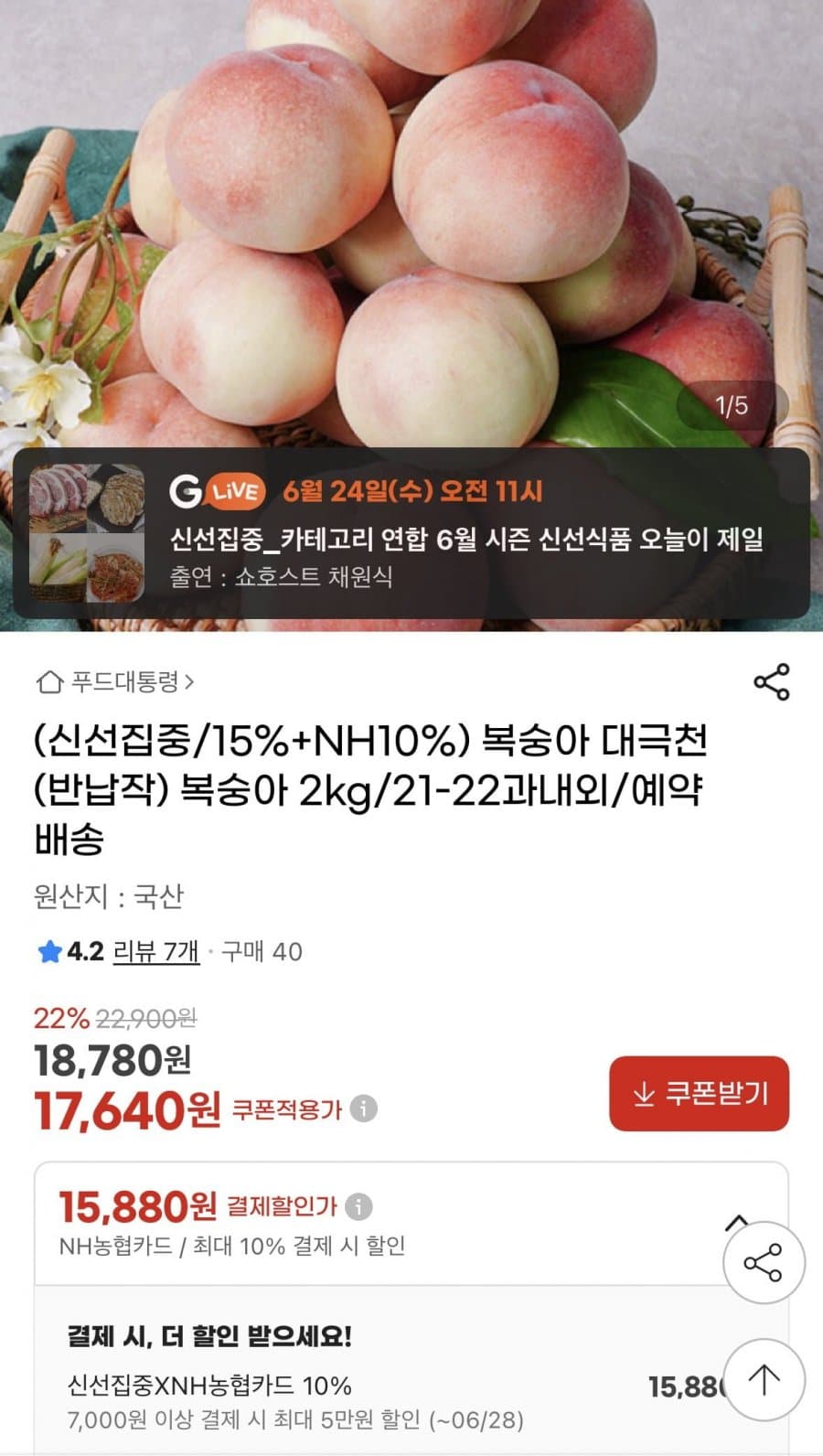 대극천 복숭아 2kg
