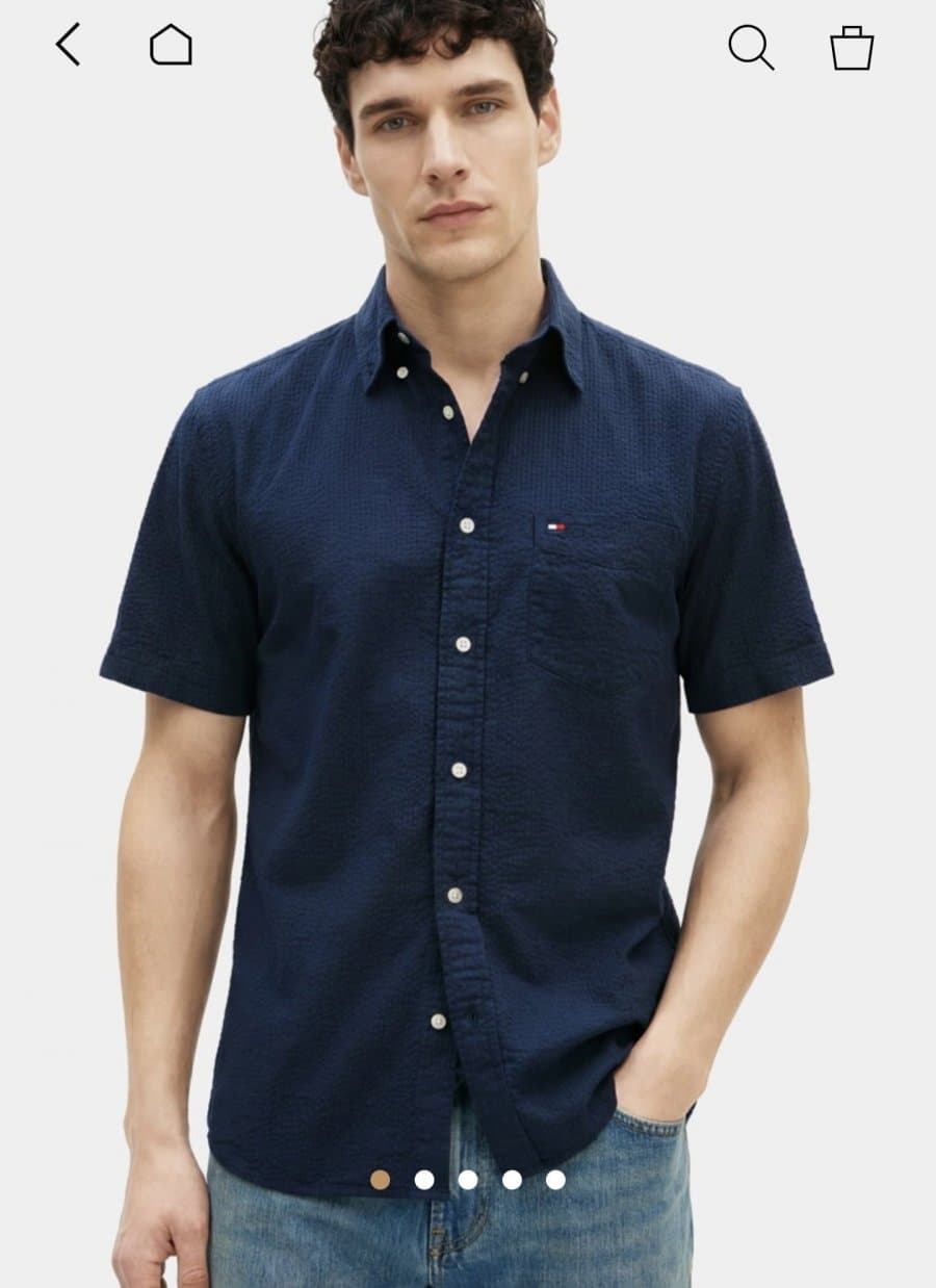Tommy 시어서커 솔리드 셔츠