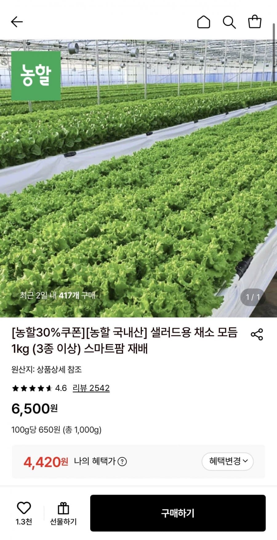 샐러드용 채소 1kg