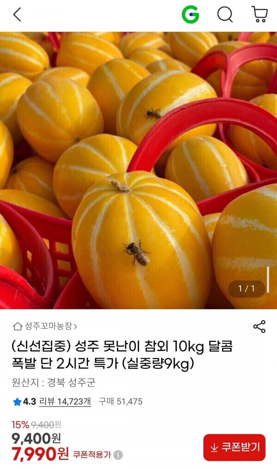 성주 못난이 참외 9kg
