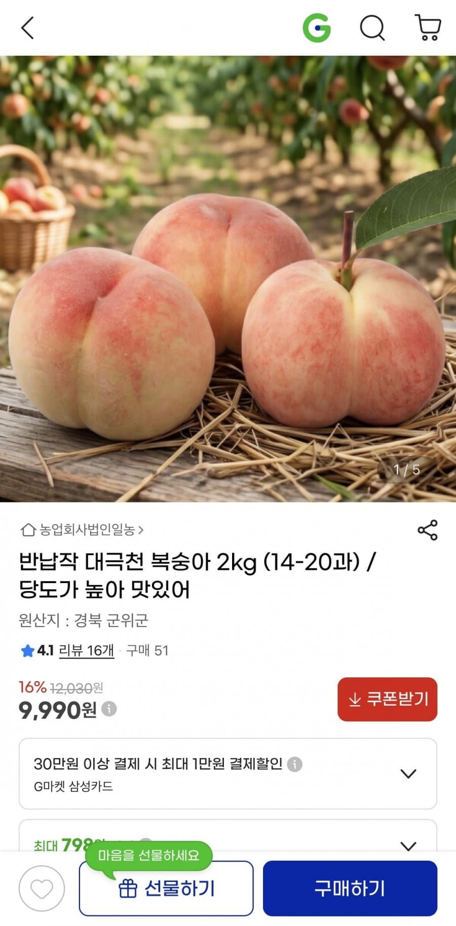 대극천 복숭아 2kg