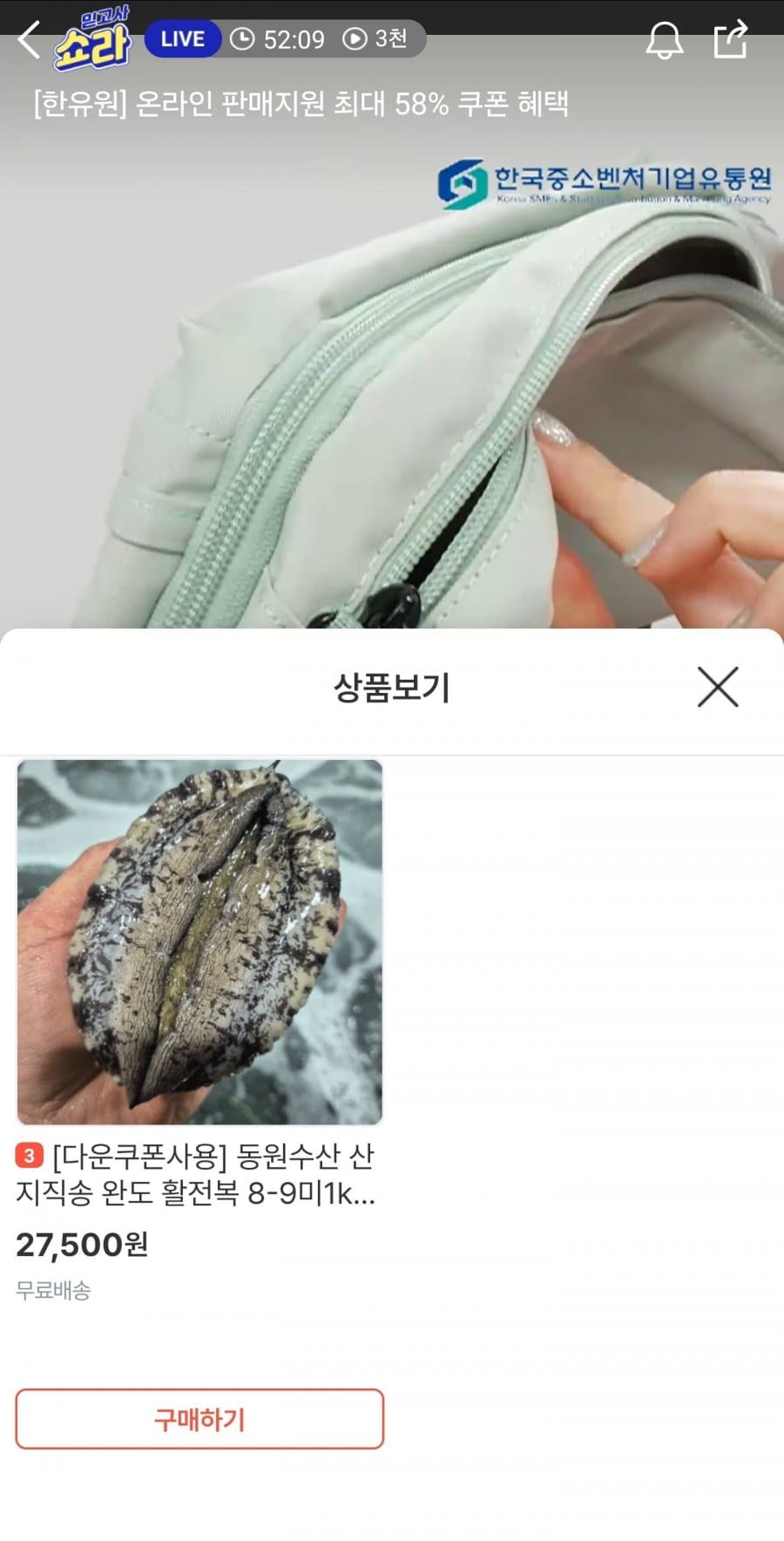 완도 활전복 1kg 8-9미