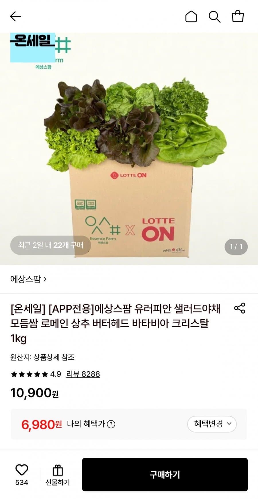유러피안 샐러드야채 1kg