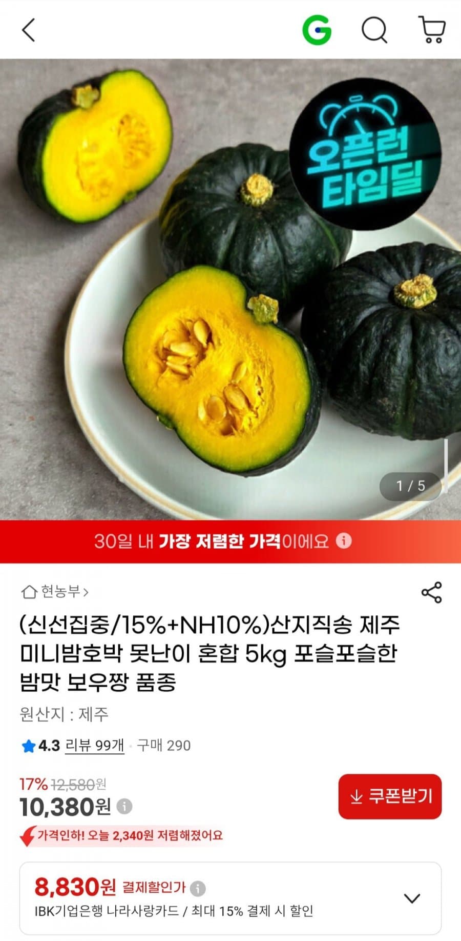 제주 미니밤호박 5kg
