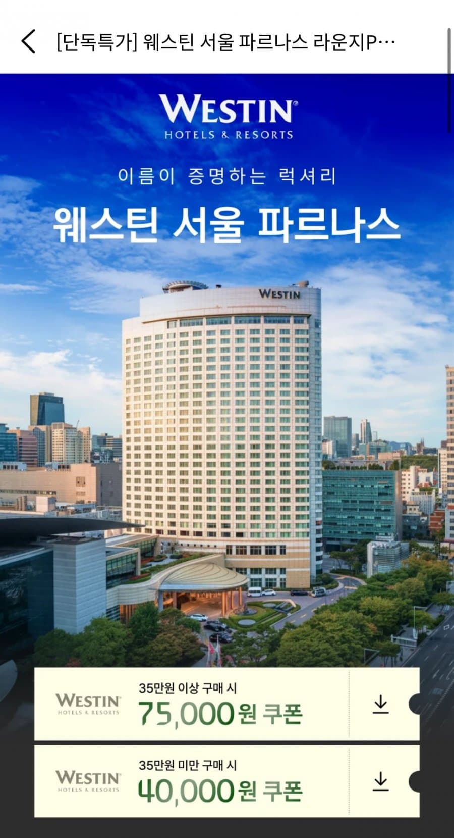 웨스틴 서울 파르나스 라운지PKG
