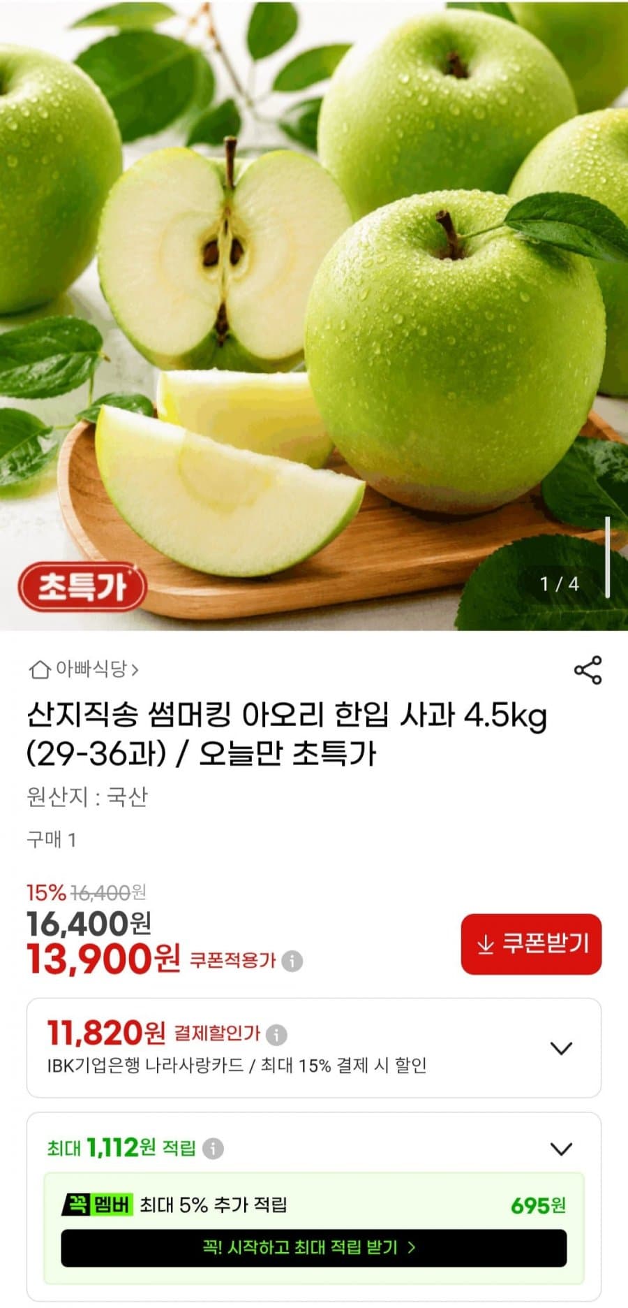 썸머킹 아오리 한입 사과 4.5kg