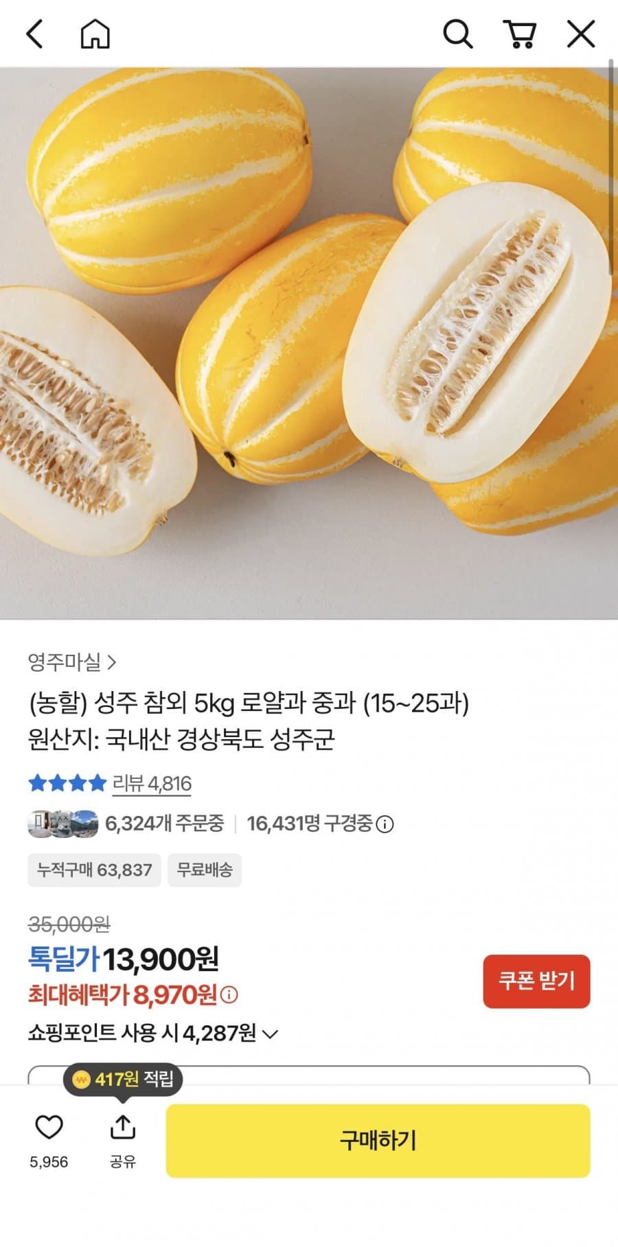 성주참외 로얄과 5kg
