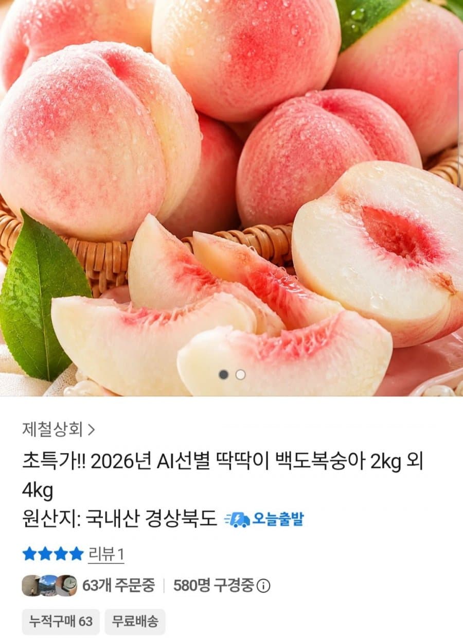 딱딱이 백도복숭아 2kg