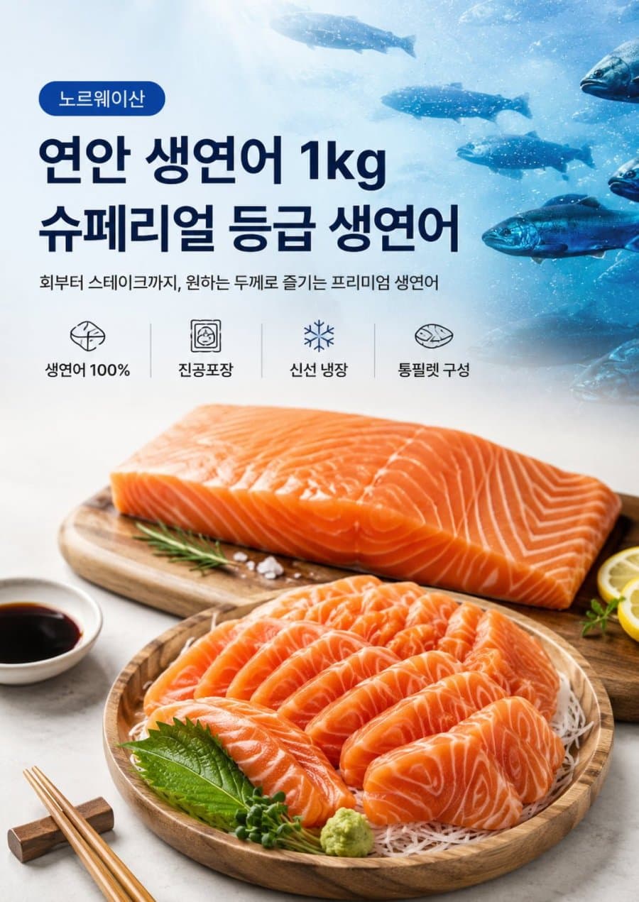 노르웨이산 생연어 뱃살 1kg