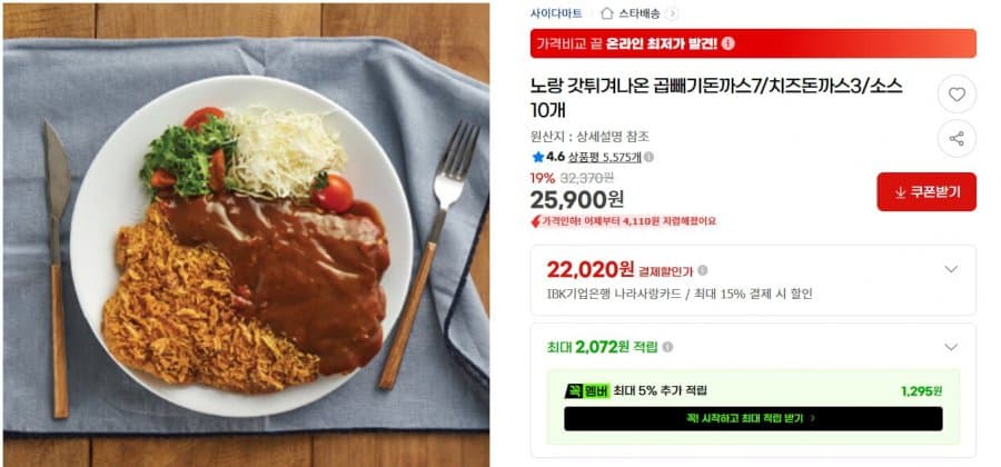 갓튀겨나온 곱빼기 돈까스 10개
