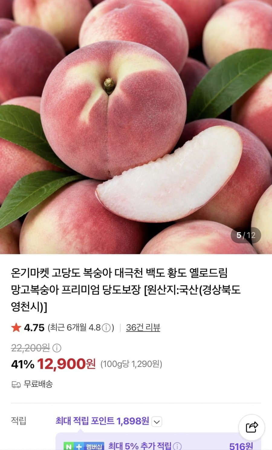 영천 백도 딱딱이 2kg