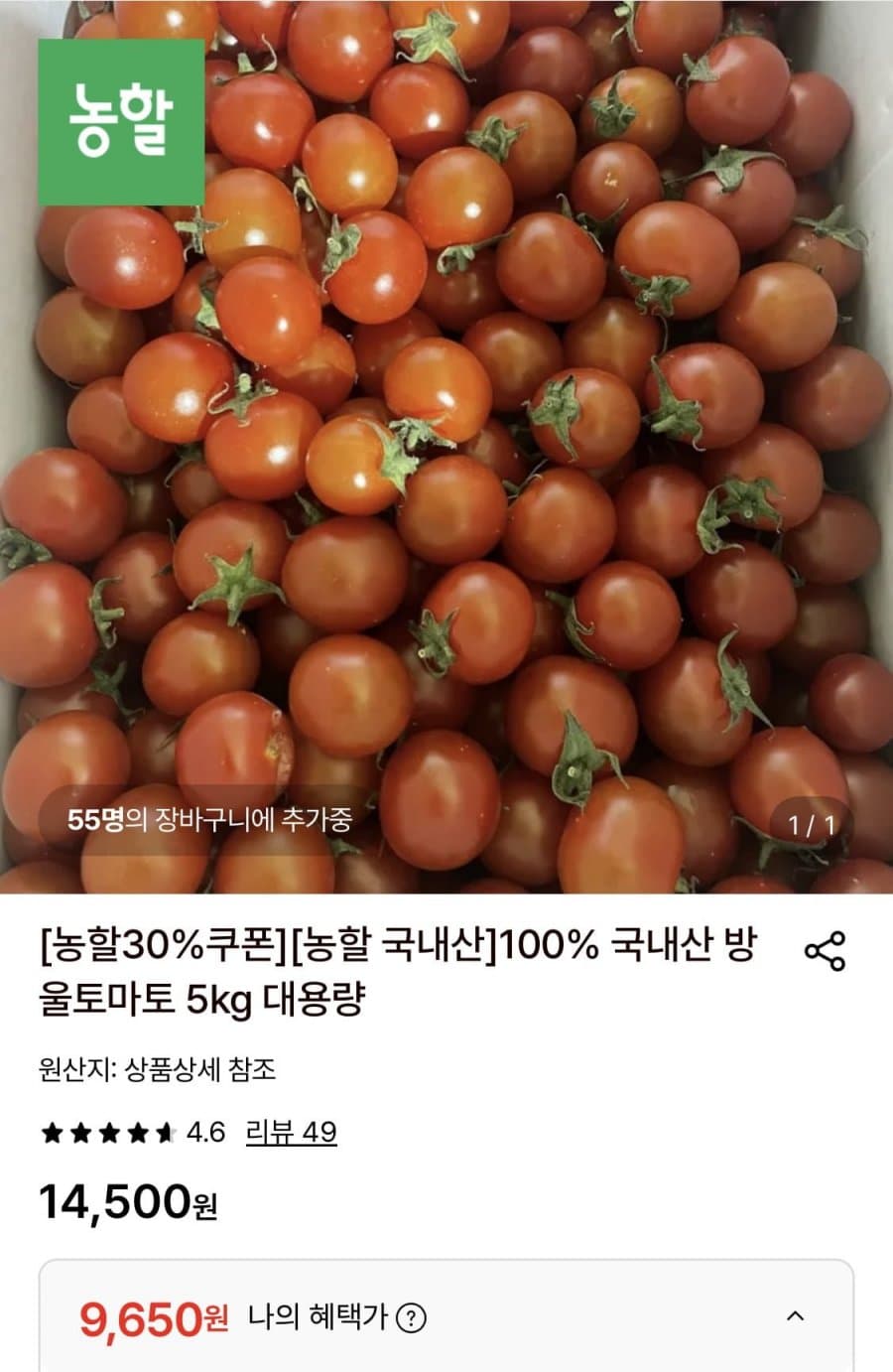 국내산 방울토마토 5kg