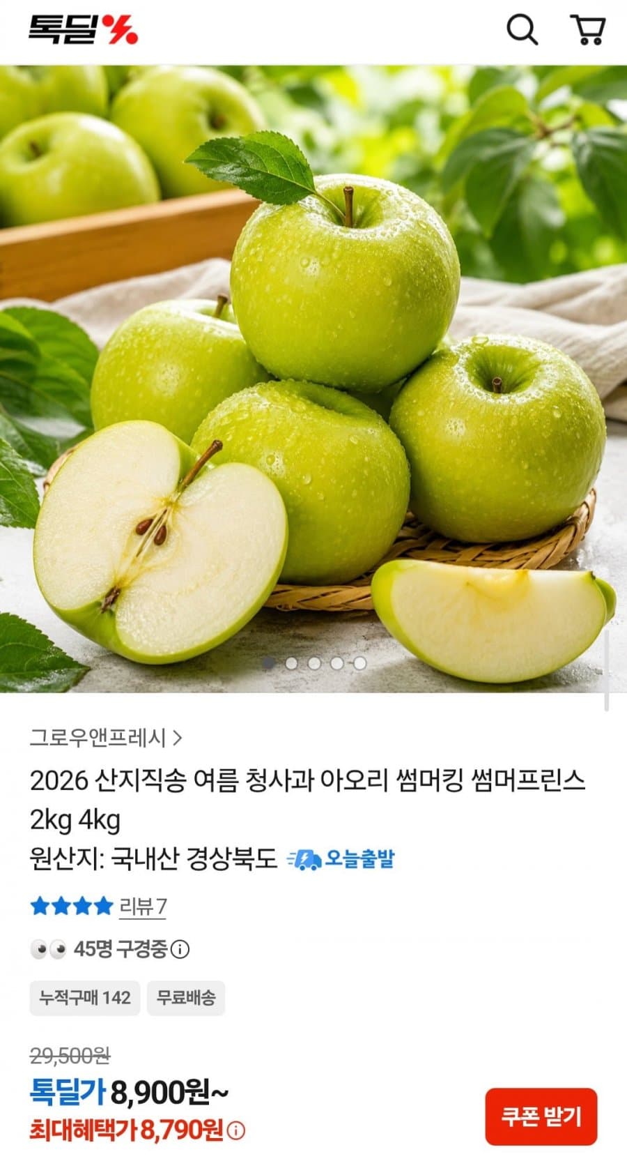 청사과 썸머킹 소과 2kg