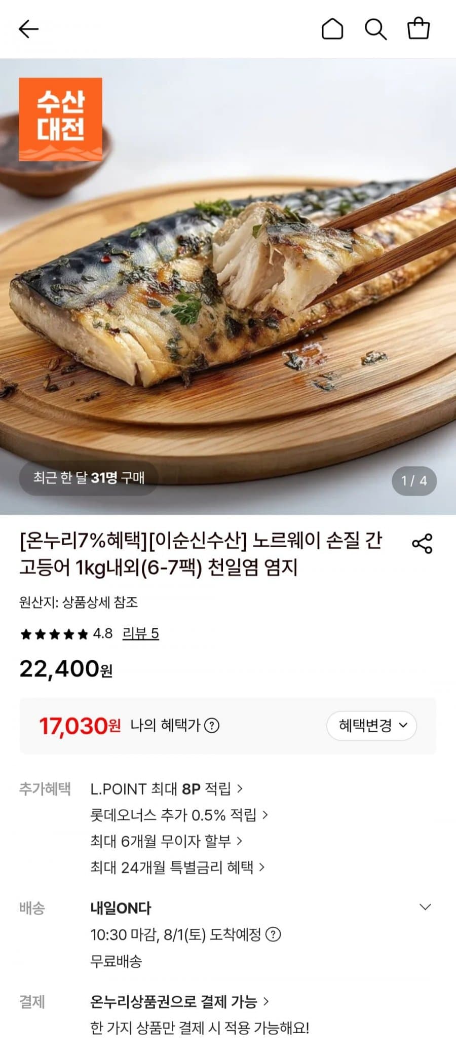 노르웨이 손질 간고등어