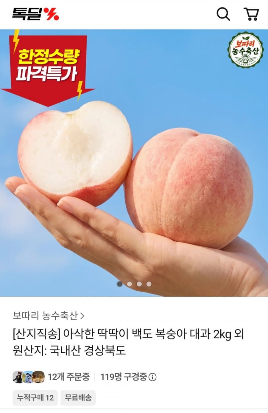 백도 복숭아 대과 4kg