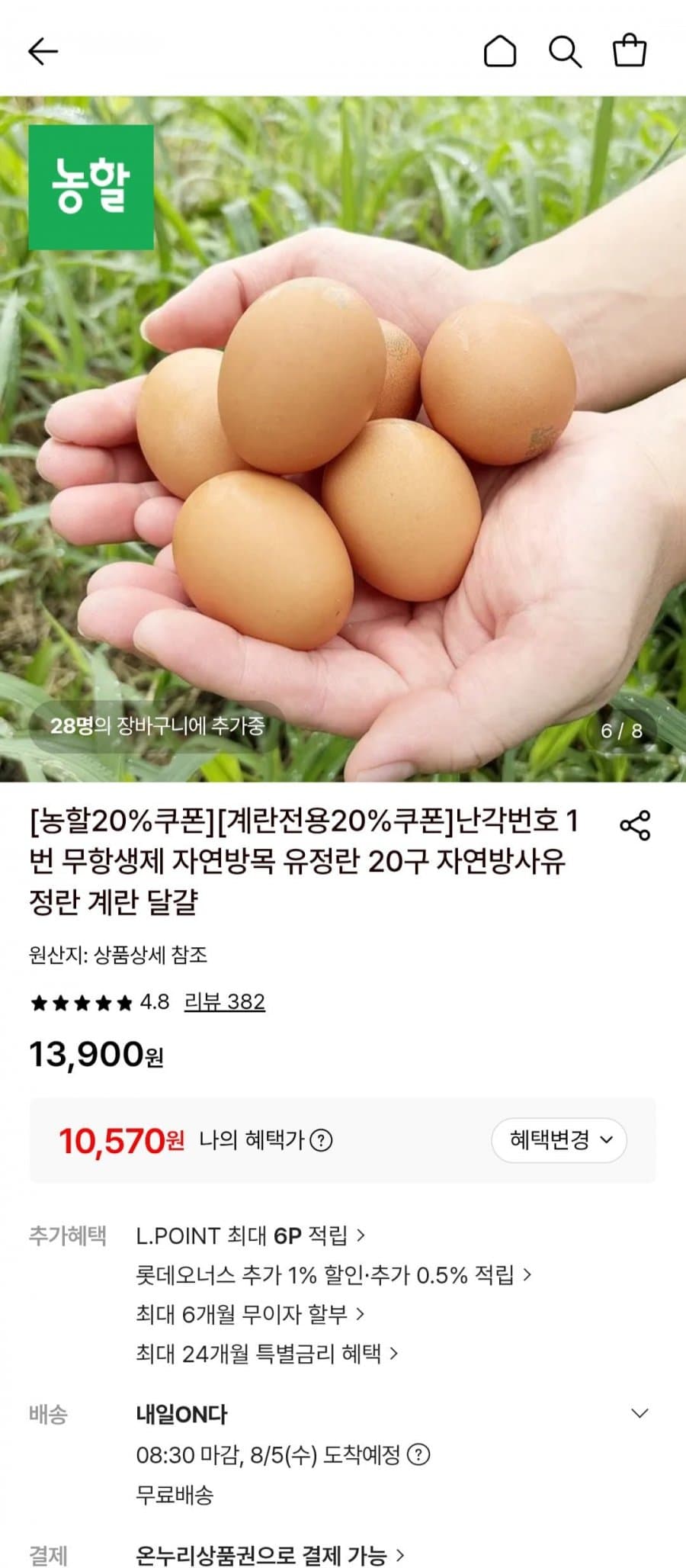 무항생제 자연방목 유정란 20구