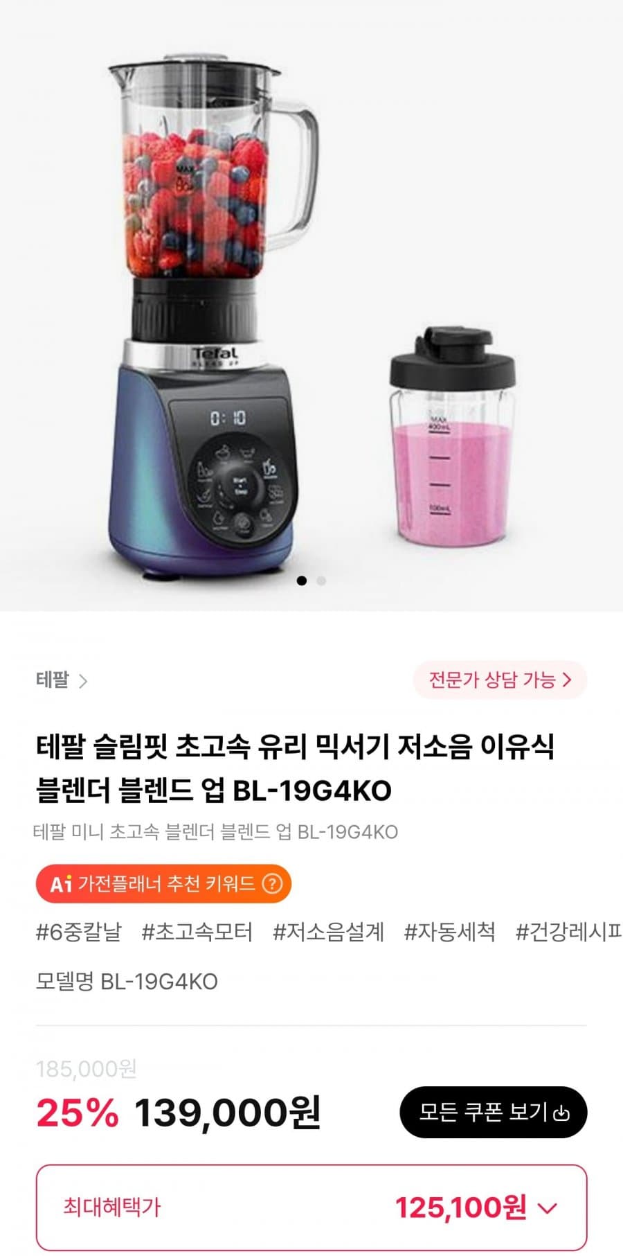 테팔 블렌드 업 BL-19G4KO
