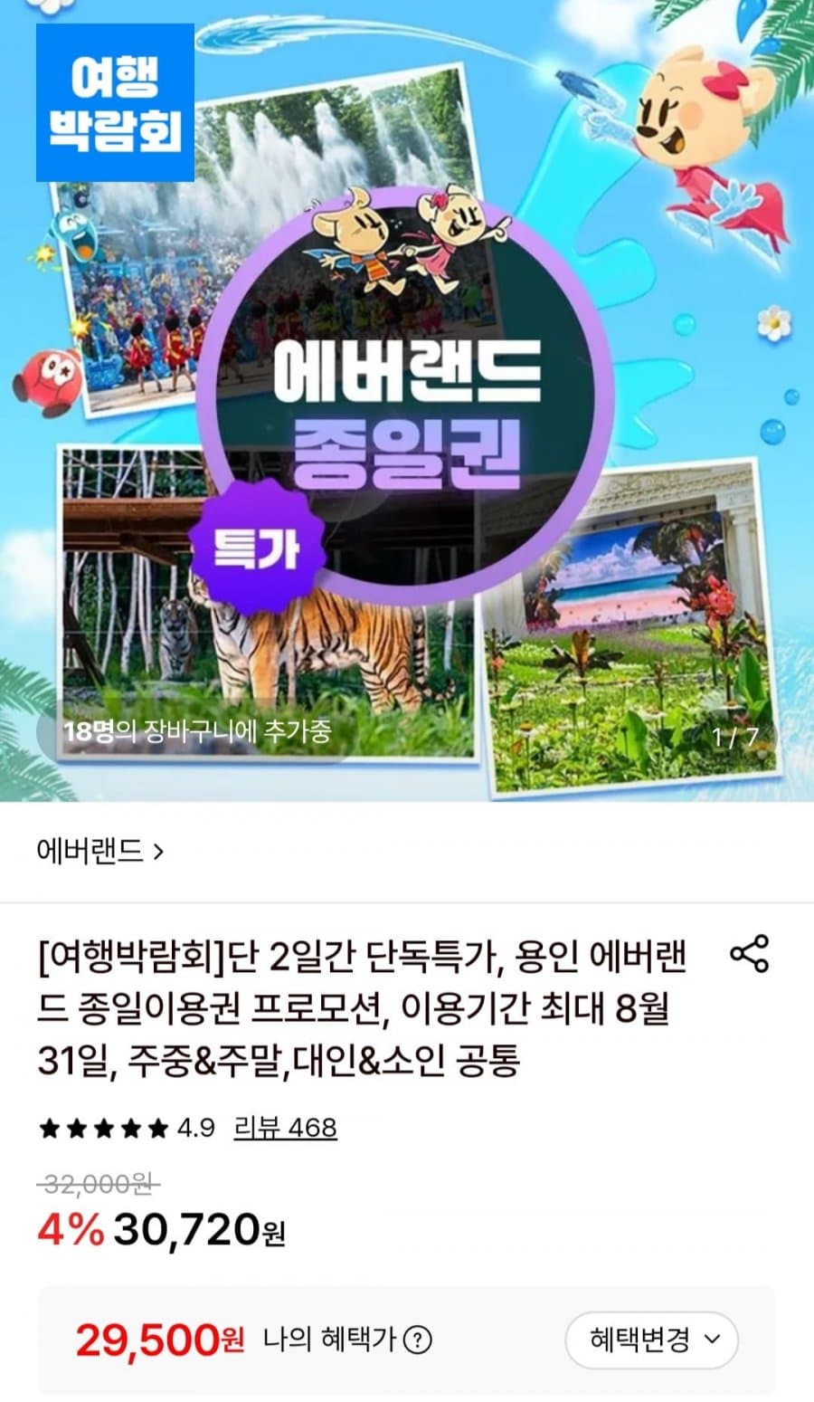 에버랜드 종일이용권