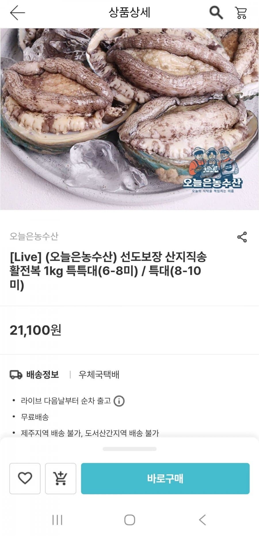 활전복 1kg 8~10미