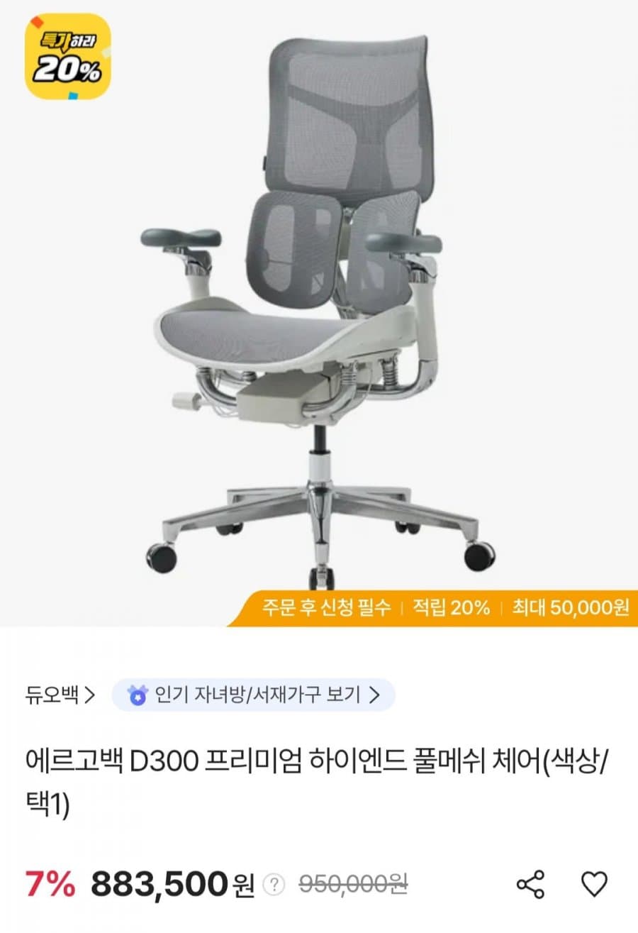 듀오백 에르고백 D300 체어