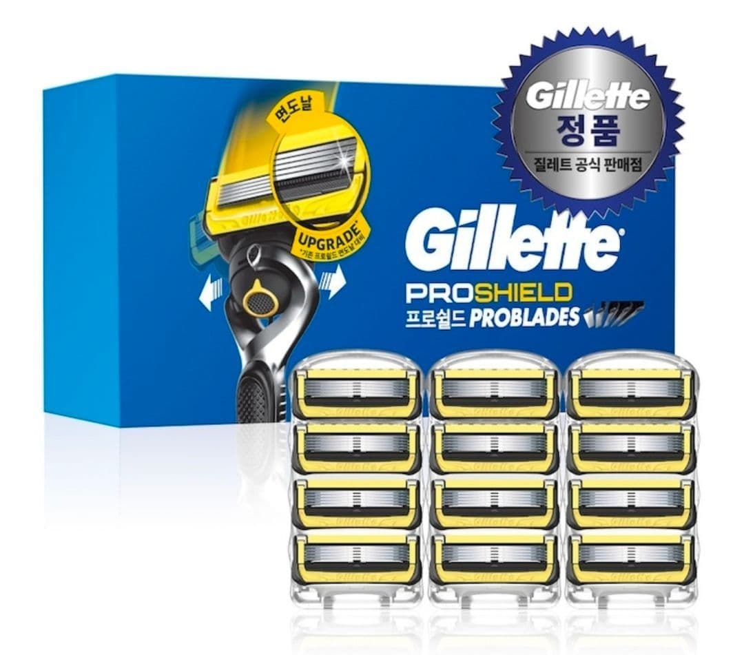 질레트 프로쉴드 옐로우 면도날 12입