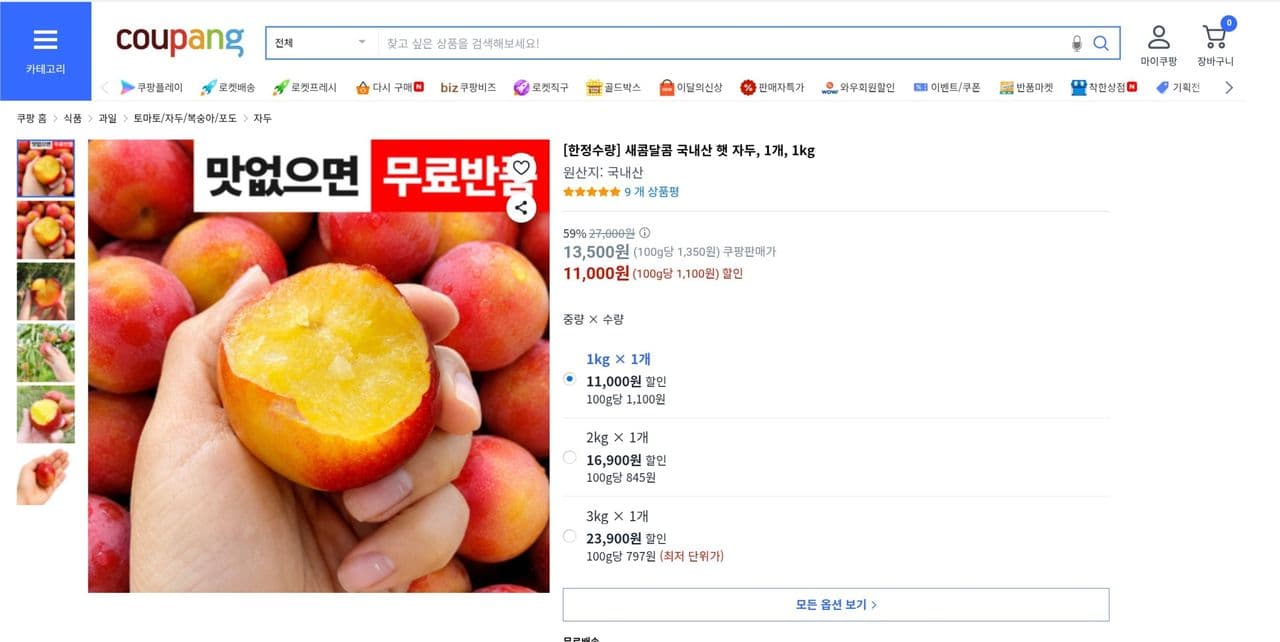 국내산 햇 자두