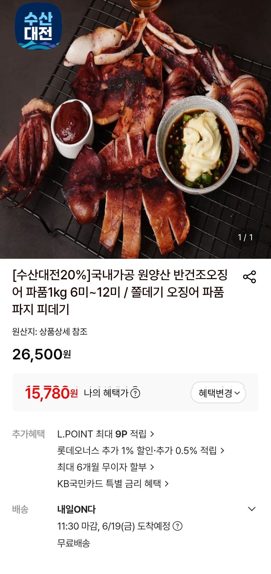 원양산 반건조 오징어 1kg