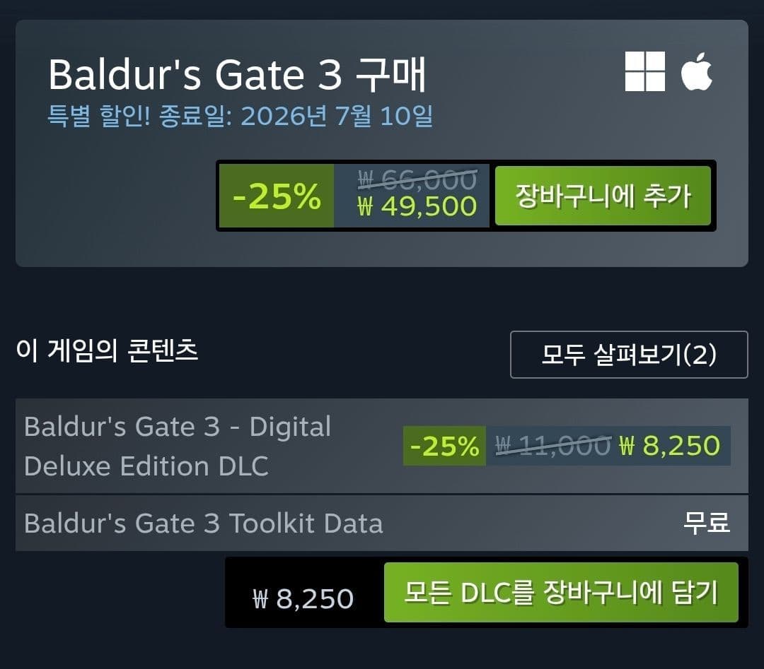 발더스 게이트 3 Steam