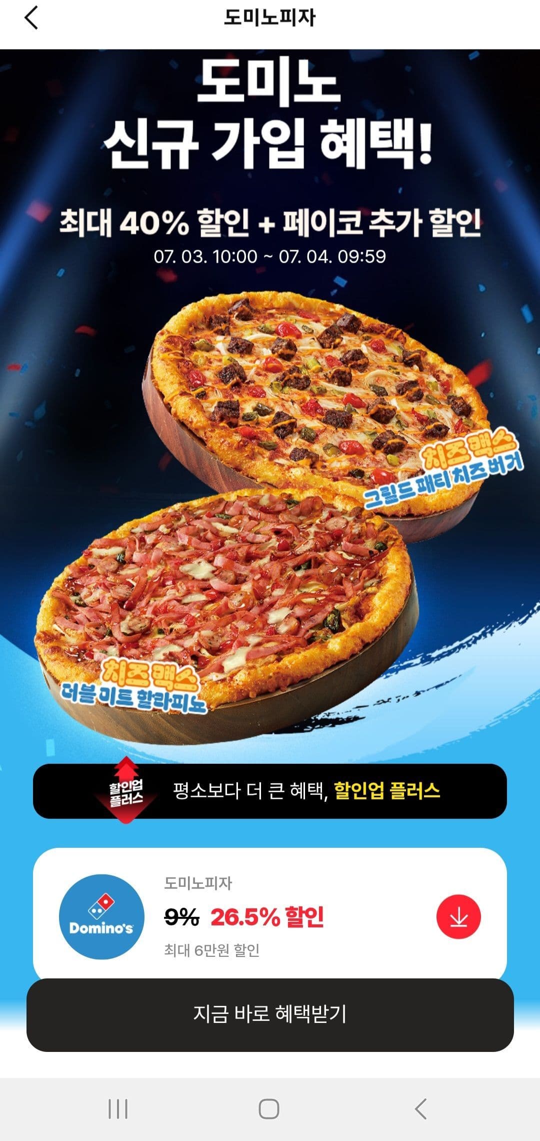도미노피자 블랙타이거쉬림프 라지