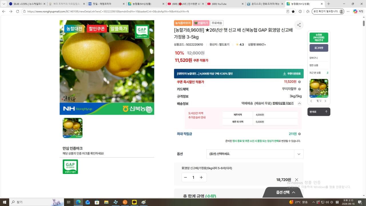 햇배 5kg