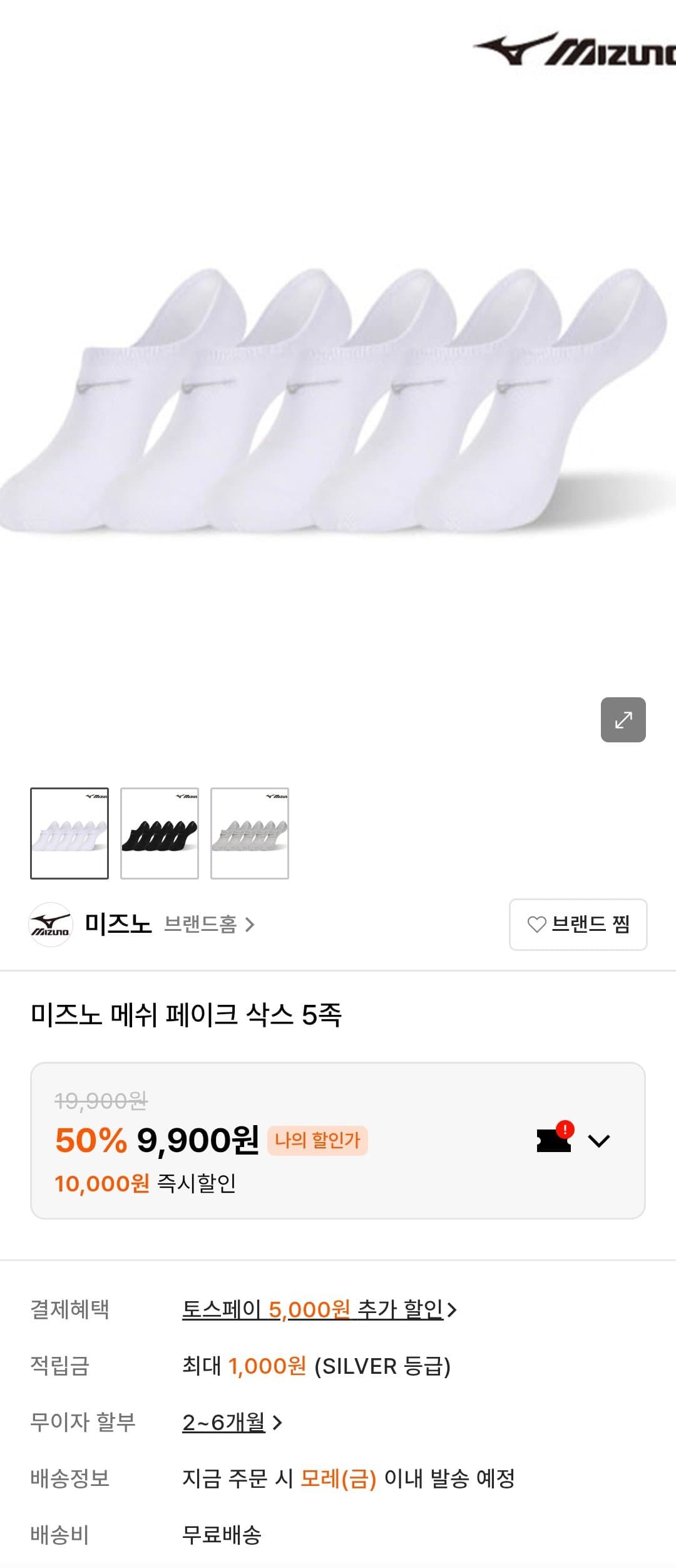 미즈노 페이크 삭스 5족